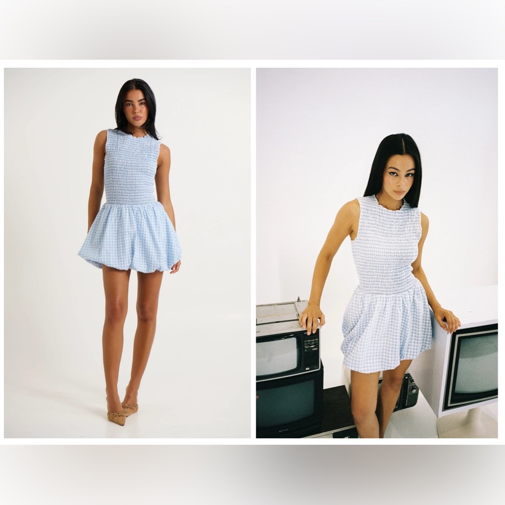 Blue Pleated Fit and Flare Mini Dress